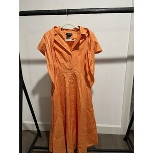 the j peterman company dress Midi Orange Size 4 1947 Cotton Teachcore Utility